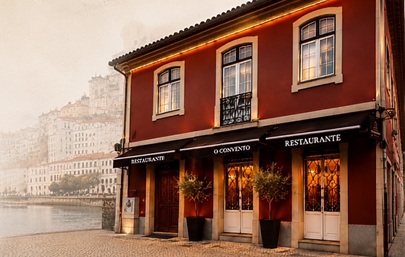 Fachada do Restaurante O Convento, em Santa Clara, Coimbra